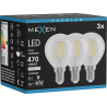 Mexen Vintis 3x żarówka filament LED E14, G45, 4W, Neutralna - 4000K, 470 lm, clear - L156-E14-0427-00x03