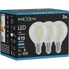 Mexen Vintis 3x żarówka filament LED E14, G45, 4W, Zimna - 6500K, 470 lm, clear - L156-E14-0465-00x03