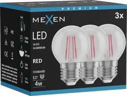 Mexen Vintis 3x żarówka filament LED E27, G45, 4W, 55 lm, red - L156-E27-04XX-45x03