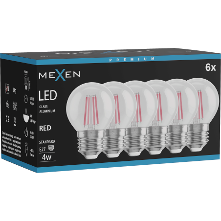 Mexen Vintis 6x żarówka filament LED E27, G45, 4W, 55 lm, red - L156-E27-04XX-45x06