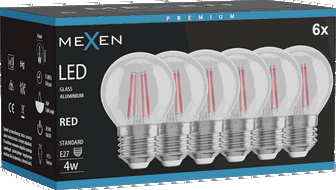 Mexen Vintis 6x żarówka filament LED E27, G45, 4W, 55 lm, red - L156-E27-04XX-45x06