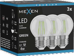 Mexen Vintis 3x żarówka filament LED E27, G45, 4W, 55 lm, green - L156-E27-04XX-46x03