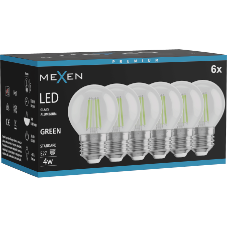 Mexen Vintis 6x żarówka filament LED E27, G45, 4W, 55 lm, green - L156-E27-04XX-46x06