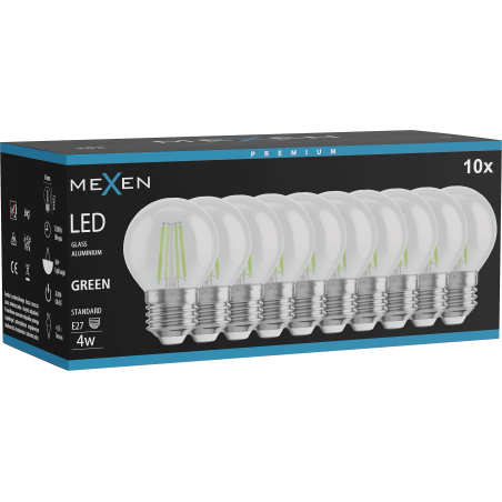 Mexen Vintis 10x żarówka filament LED E27, G45, 4W, 55 lm, green - L156-E27-04XX-46x10
