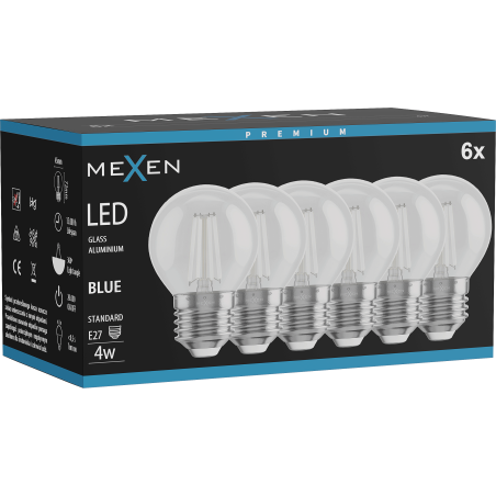 Mexen Vintis 6x żarówka filament LED E27, G45, 4W, 55 lm, blue - L156-E27-04XX-47x06