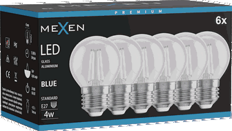 Mexen Vintis 6x żarówka filament LED E27, G45, 4W, 55 lm, blue - L156-E27-04XX-47x06