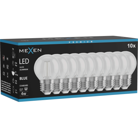 Mexen Vintis 10x żarówka filament LED E27, G45, 4W, 55 lm, blue - L156-E27-04XX-47x10