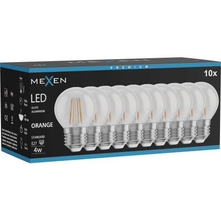 Mexen Vintis 10x żarówka filament LED E27, G45, 4W, 55 lm, orange - L156-E27-04XX-48x10