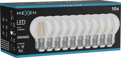 Mexen Vintis 10x żarówka filament LED E27, G45, 4W, 55 lm, orange - L156-E27-04XX-48x10