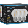 Mexen Vintis 3x żarówka filament LED E27, G45, 2W, Ciepła - 2700K, 240 lm, clear - L156-E14-0227-00x03