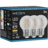 Mexen Vintis 3x żarówka filament LED E27, G45, 4W, Ciepła - 2700K, 470 lm, clear - L156-E27-0427-00x03