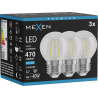 Mexen Vintis 3x żarówka filament LED E27, G45, 4W, Zimna - 6500K, 470 lm, clear - L156-E27-0465-00x03