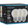 Mexen Vintis 3x żarówka filament LED E27, G45, 6W, Neutralna - 4000K, 720 lm, clear - L156-E27-0627-00x03
