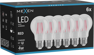 Mexen Vintis 6x żarówka filament LED E27, A60, 4W, 55 lm, red - L150-E27-04XX-45x06