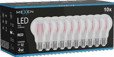 Mexen Vintis 10x żarówka filament LED E27, A60, 4W, 55 lm, red - L150-E27-04XX-45x10