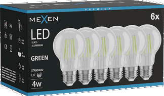 Mexen Vintis 6x żarówka filament LED E27, A60, 4W, 55 lm, green - L150-E27-04XX-46x06