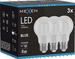 Mexen Vintis 3x żarówka filament LED E27, A60, 4W, 55 lm, blue - L150-E27-04XX-47x03