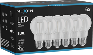 Mexen Vintis 6x żarówka filament LED E27, A60, 4W, 55 lm, blue - L150-E27-04XX-47x06