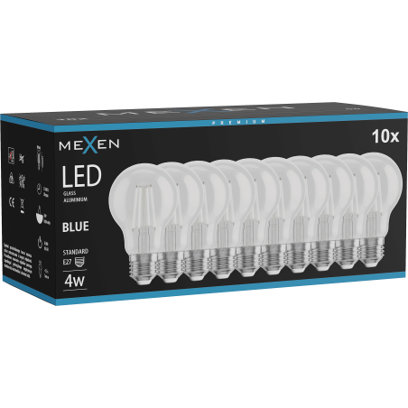 Mexen Vintis 10x żarówka filament LED E27, A60, 4W, 55 lm, blue - L150-E27-04XX-47x10