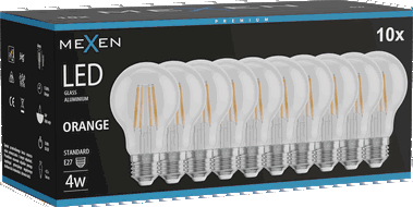 Mexen Vintis 10x żarówka filament LED E27, A60, 4W, 55 lm, orange - L150-E27-04XX-48x10