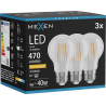 Mexen Vintis 3x żarówka filament LED E27, A60, 4W, Ciepła - 2200K, 470 lm, clear - L150-E27-0422-00x03