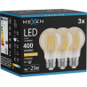 Mexen Vintis 3x żarówka filament LED E27, A60, 4W, Ciepła - 2200K, 400 lm, amber - L150-E27-0422-50x03
