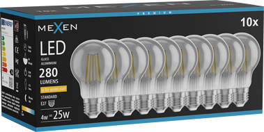 Mexen Vintis 10x żarówka filament LED E27, A60, 4W, Ciepła - 2200K, 280 lm, smoke - L150-E27-0422-70x10