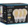 Mexen Vintis 3x żarówka filament LED E27, A60, 4W, Ciepła - 2700K, 400 lm, amber - L150-E27-0427-50x03