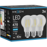 Mexen Vintis 3x żarówka filament LED E27, A60, 4W, Zimna - 6500K, 470 lm, clear - L150-E27-0465-00x03