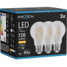 Mexen Vintis 3x żarówka filament LED E27, A60, 6W, Ciepła - 2700K, 720 lm, clear - L150-E27-0627-00x03