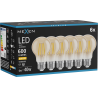 Mexen Vintis 6x żarówka filament LED E27, A60, 6W, Ciepła - 2700K, 600 lm, amber - L150-E27-0627-50x06