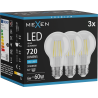 Mexen Vintis 3x żarówka filament LED E27, A60, 6W, Zimna - 6500K, 720 lm, clear - L150-E27-0665-00x03