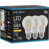 Mexen Vintis 3x żarówka filament LED E27, A60, 8W, Ciepła - 2200K, 1055 lm, clear - L150-E27-0822-00x03