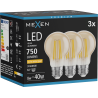 Mexen Vintis 3x żarówka filament LED E27, A60, 8W, Ciepła - 2200K, 750 lm, amber - L150-E27-0822-50x03