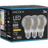 Mexen Vintis 3x żarówka filament LED E27, A60, 8W, Ciepła - 2200K, 600 lm, smoke - L150-E27-0822-70x03