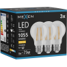 Mexen Vintis 3x żarówka filament LED E27, A60, 8W, Ciepła - 2700K, 1055 lm, clear - L150-E27-0827-00x03