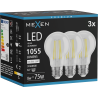 Mexen Vintis 3x żarówka filament LED E27, A60, 8W, Neutralna - 4000K, 1055 lm, clear - L150-E27-0840-00x03