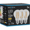 Mexen Vintis 3x żarówka filament LED E27, A60, 10W, Ciepła - 2700K, 1320 lm, clear - L150-E27-1027-00x03
