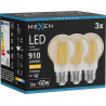 Mexen Vintis 3x żarówka filament LED E27, A60, 10W, Ciepła - 2700K, 910 lm, amber - L150-E27-1027-50x03