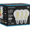 Mexen Vintis 3x żarówka filament LED E27, A60, 10W, Neutralna - 4000K, 1320 lm, clear - L150-E27-1040-00x03