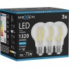 Mexen Vintis 3x żarówka filament LED E27, A60, 10W, Zimna - 6500K, 1320 lm, clear - L150-E27-1065-00x03