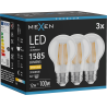 Mexen Vintis 3x żarówka filament LED E27, A60, 12W, Ciepła - 2700K, 1585 lm, clear - L150-E27-1227-00x03