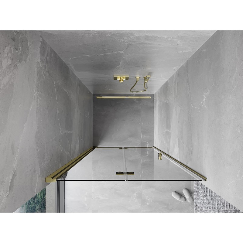 Mexen Mist-F drzwi prysznicowe składane lewe 80 cm, transparent, złote - 8A6-080-000-50-00-L
