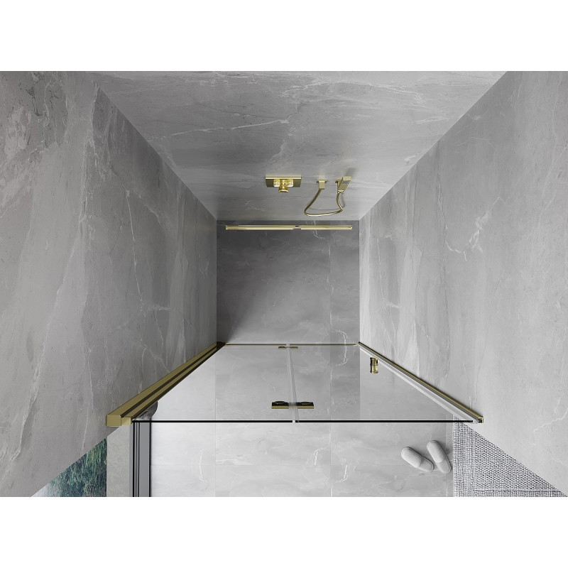 Mexen Mist-F drzwi prysznicowe składane lewe 110 cm, transparent, złote - 8A6-110-000-50-00-L
