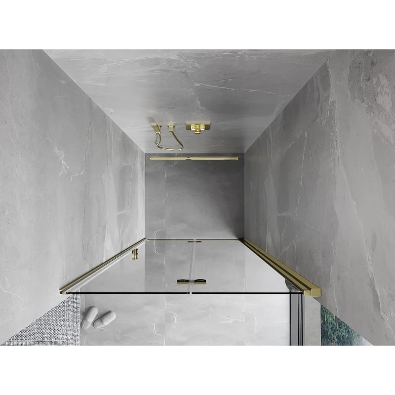 Mexen Mist-F drzwi prysznicowe składane prawe 90 cm, transparent, złote - 8A6-090-000-50-00-P
