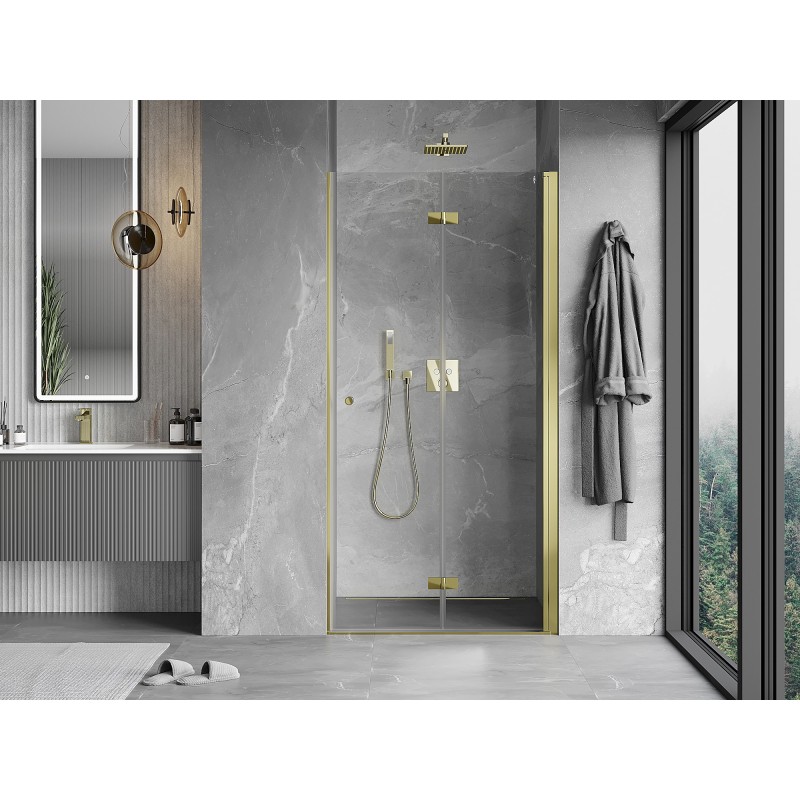 Mexen Mist-F drzwi prysznicowe składane prawe 110 cm, transparent, złote - 8A6-110-000-50-00-P