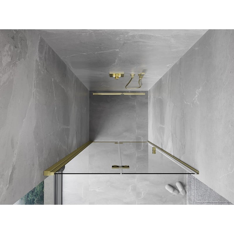 Mexen Mist-F drzwi prysznicowe składane lewe 60 cm, transparent, złote szczotkowane - 8A6-060-000-55-00-L