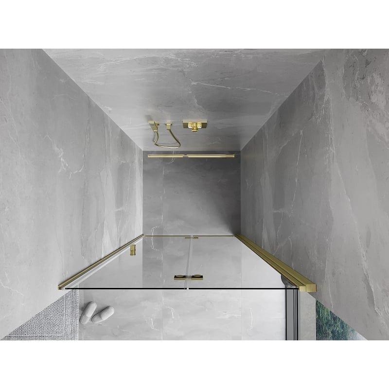 Mexen Mist-F drzwi prysznicowe składane prawe 60 cm, transparent, złote szczotkowane - 8A6-060-000-55-00-P