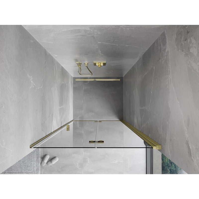 Mexen Mist-F drzwi prysznicowe składane prawe 75 cm, transparent, złote szczotkowane - 8A6-075-000-55-00-P