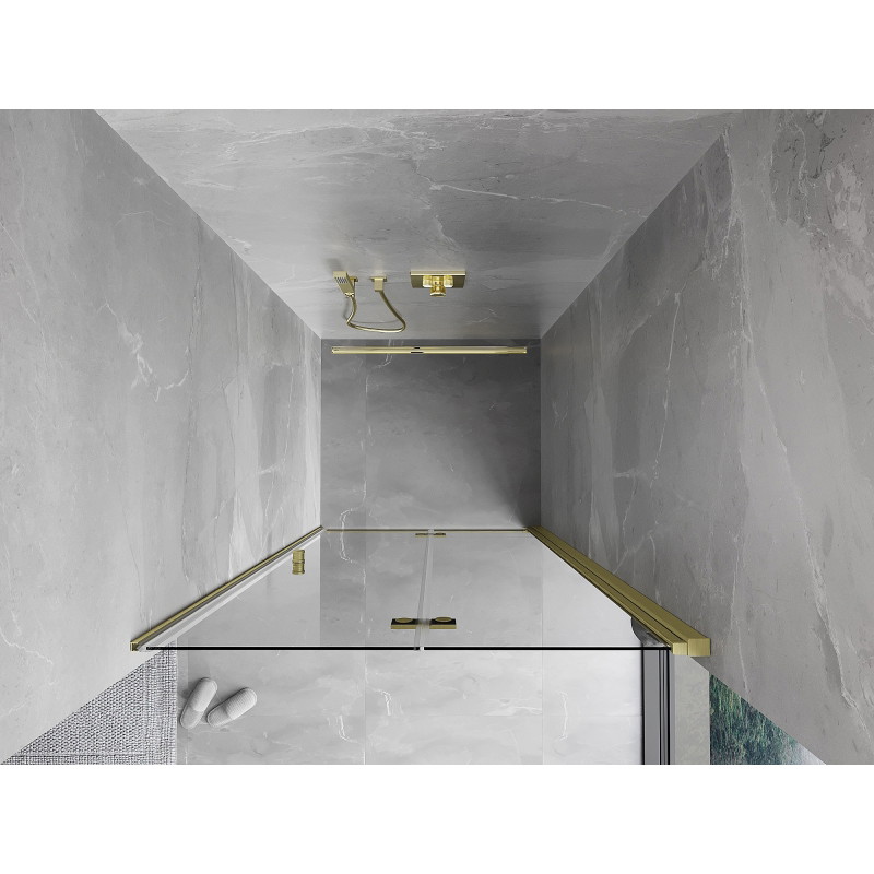 Mexen Mist-F drzwi prysznicowe składane prawe 85 cm, transparent, złote szczotkowane - 8A6-085-000-55-00-P